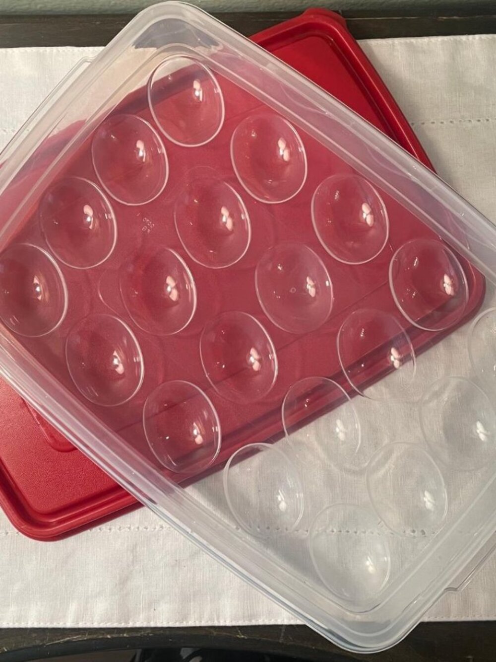 Rubbermaid Deviled Egg Carrier Container Easter Holidays Food Storage Red Clear
